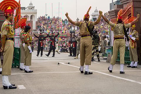 Flag ceremony from Indian side at Wagah